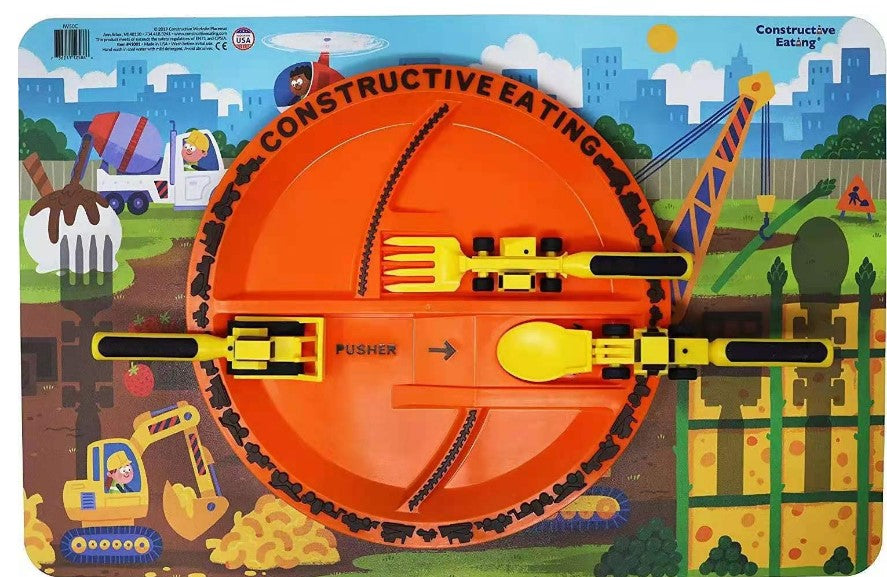 Construction Themed Plate and Spoon Set for 1-6 Year Olds β For Fun Meals